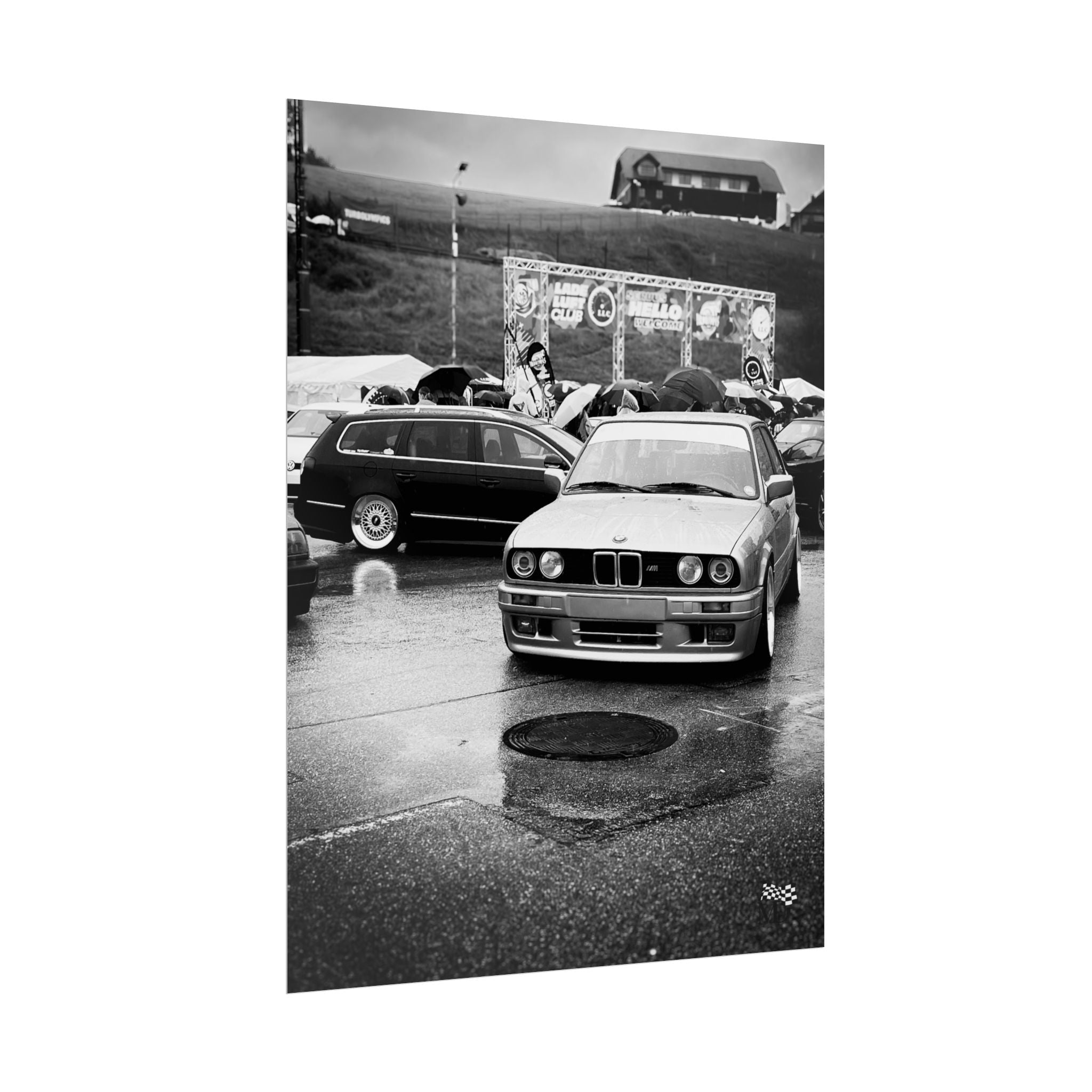 BMW E30 M3 Rain Meet Poster