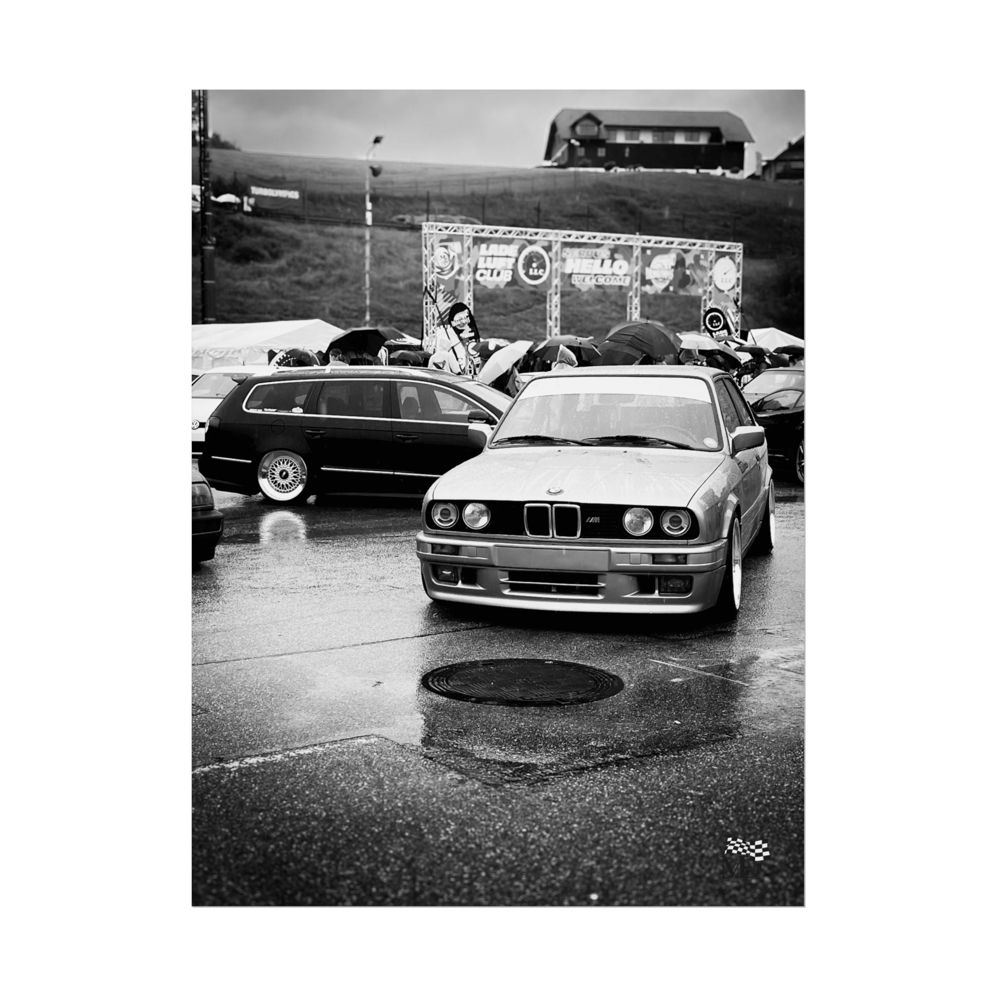 BMW E30 M3 Rain Meet Poster