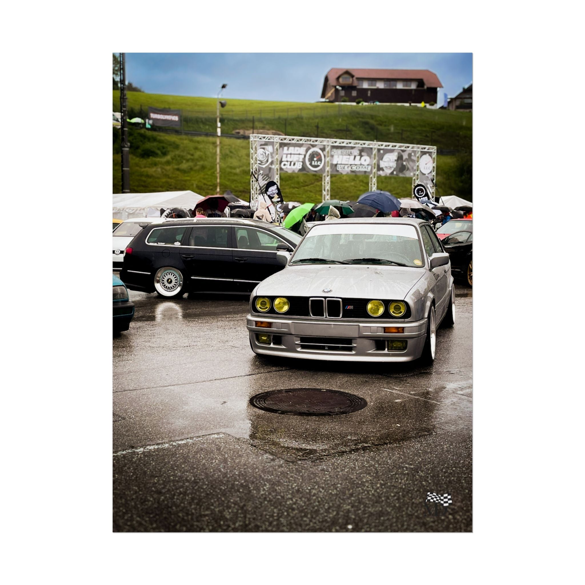 BMW E30 M3 Rain Meet Poster