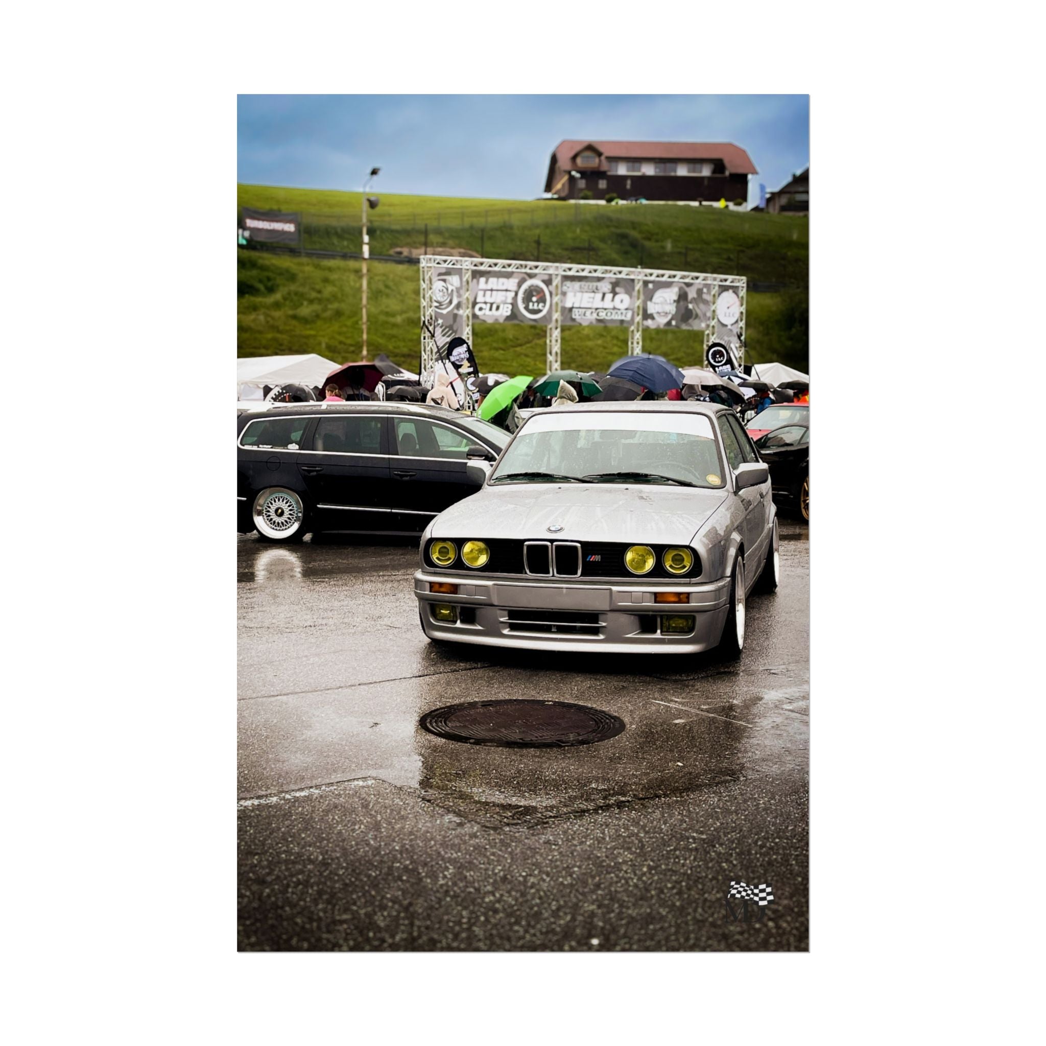 BMW E30 M3 Rain Meet Poster